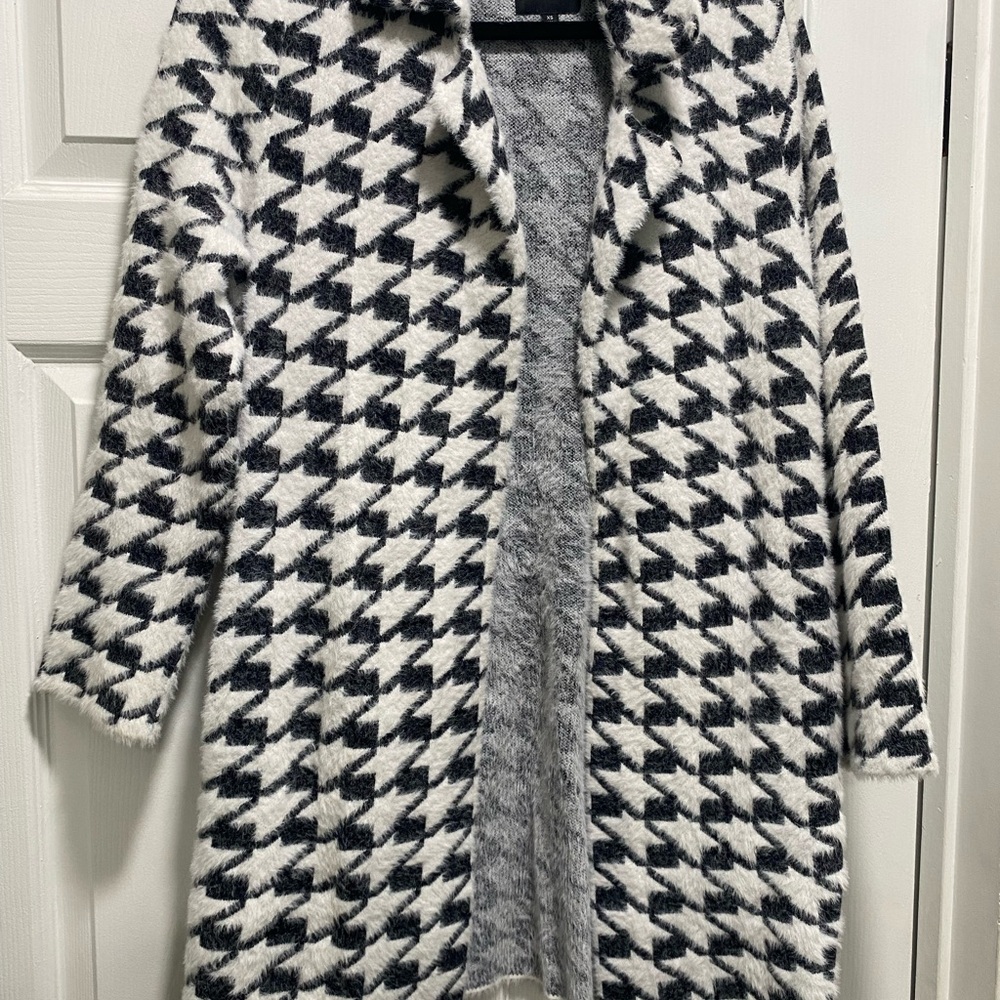 Liverpool Los Angeles XS Open Front Coatigan Sweater Houndstooth Print SO SOFT
